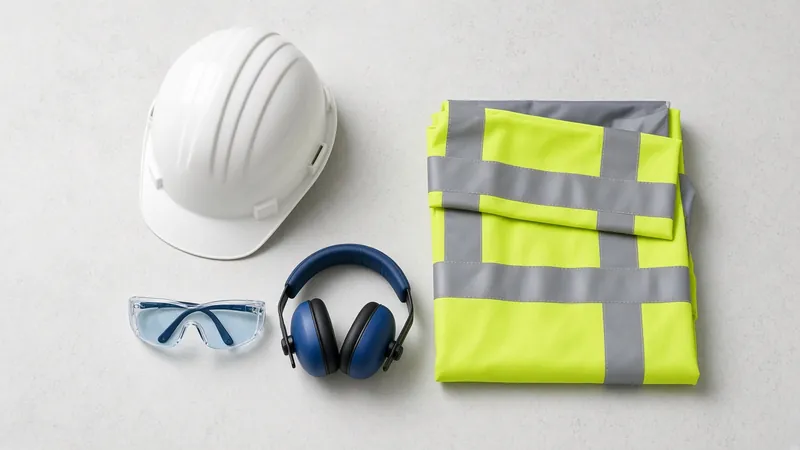 IOSH Health and Safety training — workplace PPE including hard hat and hi-vis vest