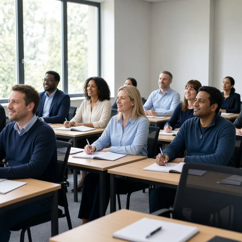 Open course classroom training with adult learners at a UK training centre